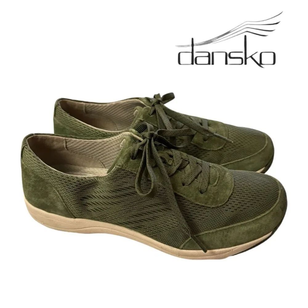 Dansko Women's Hayes Olive Green Suede Leather Sneakers 39 8.5  9